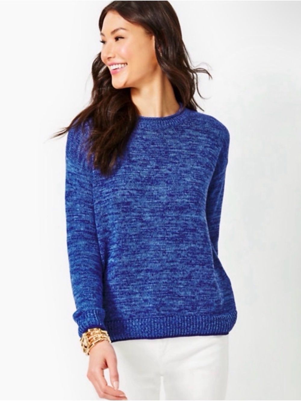 Lilly Pulitzer Women's Bayport Sweater in Navy Blue Marled size Medium